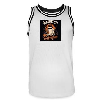 Haunted & Unbothered Halloween - Maillot de basket Homme - blanc/noir - Devant - AI Model Male 185 dark (185cm)