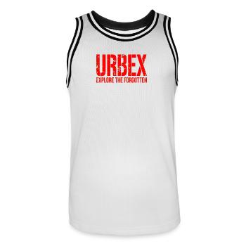 Urbex explore the forgotten - Men's Basketball Jersey - white/black - Front - AI Model Male 185 dark (185cm)