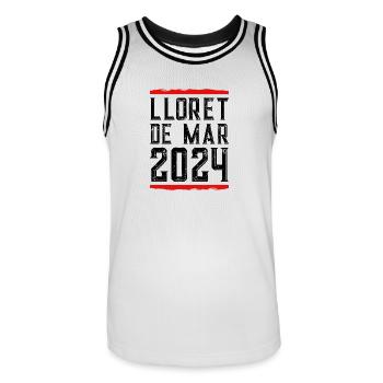 Lloret De Mar 2024 - Männer Basketball-Trikot - Weiß/Schwarz - Vorne - AI Model Male 185 dark (185cm)