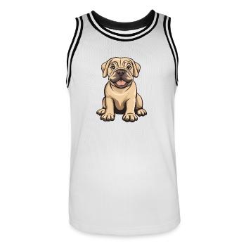 Mastiff Hund Comic Baby - Männer Basketball-Trikot - Weiß/Schwarz - Vorne - AI Model Male 185 dark (185cm)