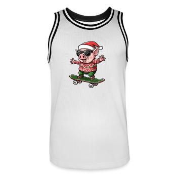 Pig Christmas Funny - Men's Basketball Jersey - white/black - Front - AI Model Male 185 dark (185cm)