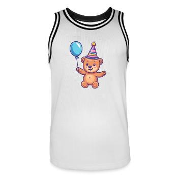 Ours Anniversaire Bébé - Maillot de basket Homme - blanc/noir - Devant - AI Model Male 185 dark (185cm)