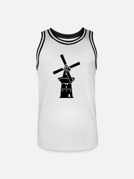 Windmühle - Männer Basketball-Trikot - Weiß/Schwarz