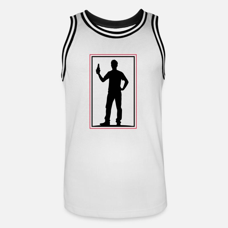 Drinking Bier Silhouette - Männer Basketball-Trikot - Weiß/Schwarz