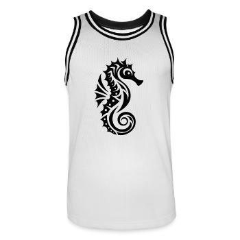 Schwimmtraining Wasser Seepferdchen - Männer Basketball-Trikot - Weiß/Schwarz - Vorne - AI Model Male 185 dark (185cm)