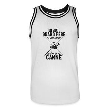 Un vrai Grand Père Pêcheur - Maillot de basket Homme - blanc/noir - Devant - AI Model Male 185 dark (185cm)