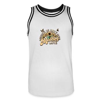 There is only one Mother Love - Men's Basketball Jersey - white/black - Front - AI Model Male 185 dark (185cm)