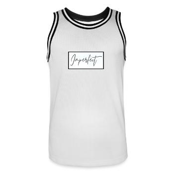 Perfectly Imperfect - Men's Basketball Jersey - white/black - Front - AI Model Male 185 dark (185cm)