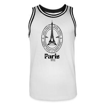Style parisien - Maillot de basket Homme - blanc/noir - Devant - AI Model Male 185 dark (185cm)
