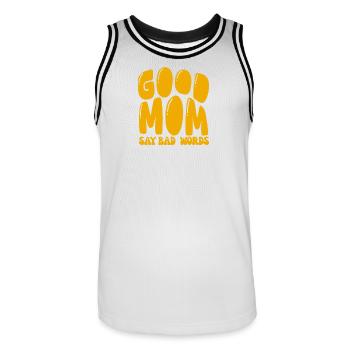Good Mom say bad words - Men's Basketball Jersey - white/black - Front - AI Model Male 185 dark (185cm)