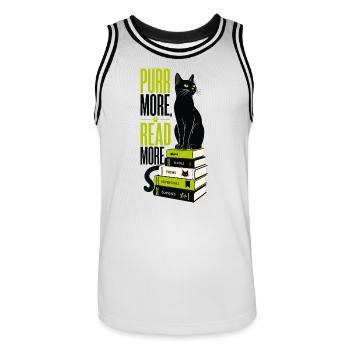 Cats Books Reading Gift for Bookworms - Men's Basketball Jersey - white/black - Front - AI Model Male 185 dark (185cm)