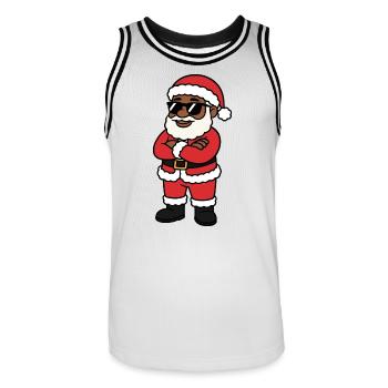 Père Noel Cool en Lunettes Noires - Maillot de basket Homme - blanc/noir - Devant - AI Model Male 185 dark (185cm)