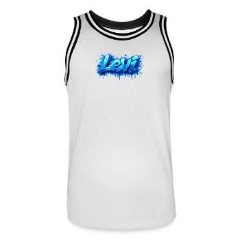 LEVI GRAFFITI NAME FOR PERFECT GIFT PRINTABLE  - Maillot de basket Homme - blanc/noir - Devant - AI Model Male 185 dark (185cm)