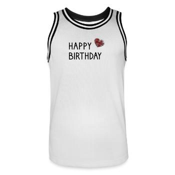 ALLES GUTE ZUM GEBURTSTAG. ALLES GUTE ZUM GEBURTSTAG. JAHRESTAG. - Männer Basketball-Trikot - Weiß/Schwarz - Vorne - AI Model Male 185 dark (185cm)