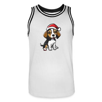 Beagle Chien Noël - Maillot de basket Homme - blanc/noir - Devant - AI Model Male 185 dark (185cm)
