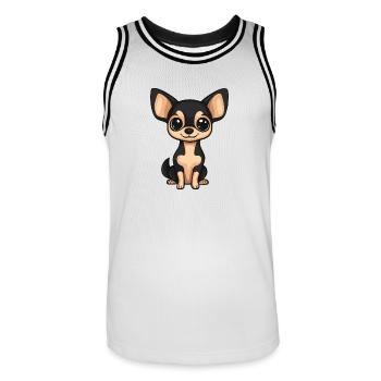 Chihuahua Hund Comic Baby - Männer Basketball-Trikot - Weiß/Schwarz - Vorne - AI Model Male 185 dark (185cm)