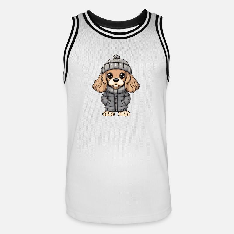 Cocker Spaniel Chien Hiver - Maillot de basket Homme - blanc/noir
