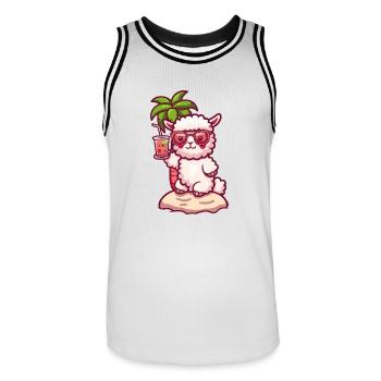 Alpaca Llama Summer Beach Holidays - Men's Basketball Jersey - white/black - Front - AI Model Male 185 dark (185cm)