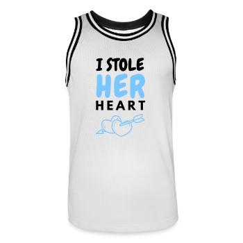 I stole her heart - Männer Basketball-Trikot - Weiß/Schwarz - Vorne - AI Model Male 185 dark (185cm)