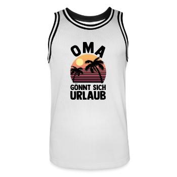 Vacancier Grand-mère Mamie - Maillot de basket Homme - blanc/noir - Devant - AI Model Male 185 dark (185cm)
