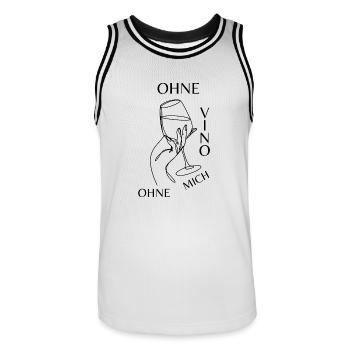 Ohne VINO ohne mich Shirt - Männer Basketball-Trikot - Weiß/Schwarz - Vorne - AI Model Male 185 dark (185cm)