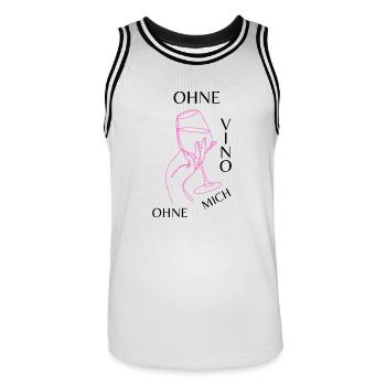 Ohne Vino ohne mich - Männer Basketball-Trikot - Weiß/Schwarz - Vorne - AI Model Male 185 dark (185cm)