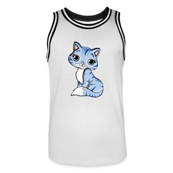 Katze Kätzchen Mietze Mietzekatze Tier - Männer Basketball-Trikot - Weiß/Schwarz - Vorne - AI Model Male 185 dark (185cm)