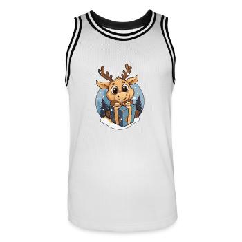 Mignon orignal avec cadeau à Noël - Maillot de basket Homme - blanc/noir - Devant - AI Model Male 185 dark (185cm)