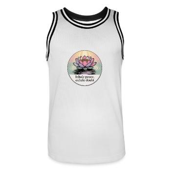 Inhale Peace, Exhale Doubt - Men's Basketball Jersey - white/black - Front - AI Model Male 185 dark (185cm)