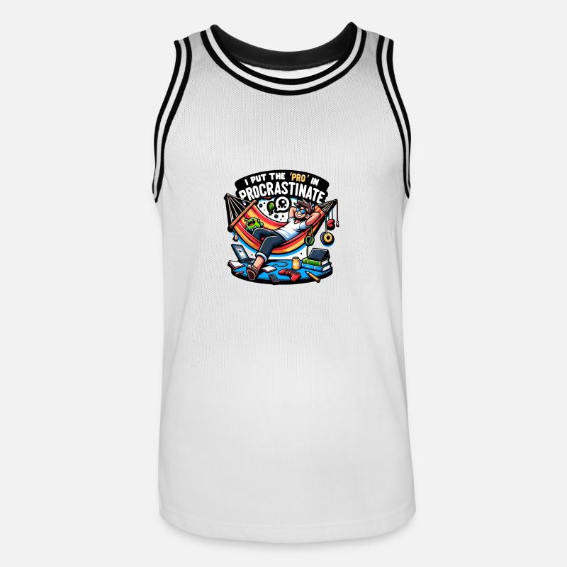 J’ai mis 'Pro' dans Procrastinate - Maillot de basket Homme - blanc/noir