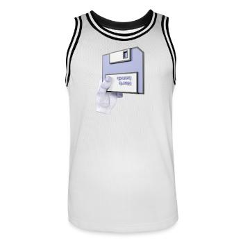 work bench 3D - Men's Basketball Jersey - white/black - Front - AI Model Male 185 dark (185cm)
