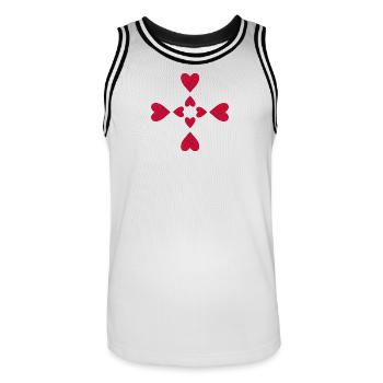 Glitzernde Kreuzherzen - Männer Basketball-Trikot - Weiß/Schwarz - Vorne - AI Model Male 185 dark (185cm)