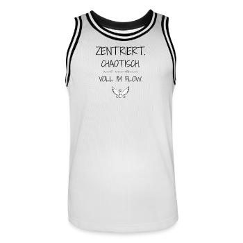 Statement design – irony meets everyday life - Men's Basketball Jersey - white/black - Front - AI Model Male 185 dark (185cm)
