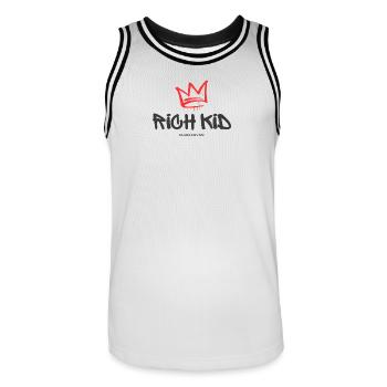 Rich Kid Alsergrund - Männer Basketball-Trikot - Weiß/Schwarz - Vorne - AI Model Male 185 dark (185cm)