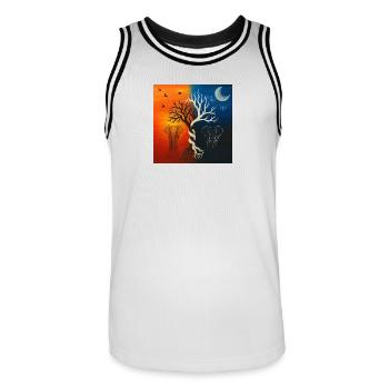 Elefanten / Spirit-Soul Kollektion - Männer Basketball-Trikot - Weiß/Schwarz - Vorne - AI Model Male 185 dark (185cm)