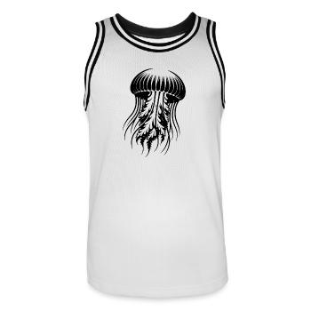 Frei schwimmend und gefährliche Meduse - Männer Basketball-Trikot - Weiß/Schwarz - Vorne - AI Model Male 185 dark (185cm)