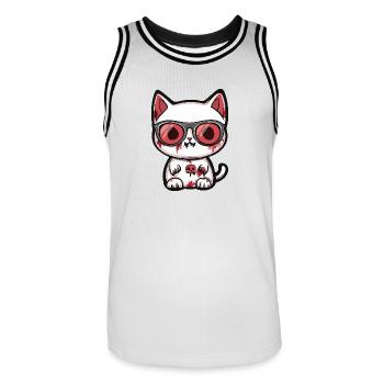 Katze Halloween Cool - Männer Basketball-Trikot - Weiß/Schwarz - Vorne - AI Model Male 185 dark (185cm)