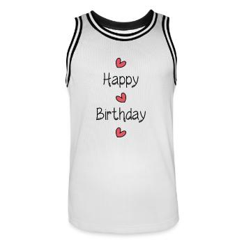 ALLES GUTE ZUM GEBURTSTAG!. ALLES GUTE ZUM GEBURTSTAG!. JAHRESTAG. - Männer Basketball-Trikot - Weiß/Schwarz - Vorne - AI Model Male 185 dark (185cm)