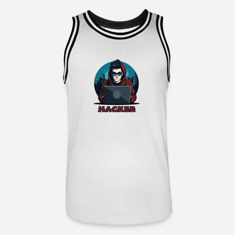 Hacker Sonnenbrille Hacker Anonymous Hacker - Männer Basketball-Trikot - Weiß/Schwarz