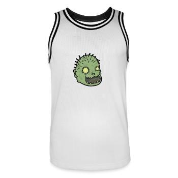 Zombiekopf für Kinder - Männer Basketball-Trikot - Weiß/Schwarz - Vorne - AI Model Male 185 dark (185cm)