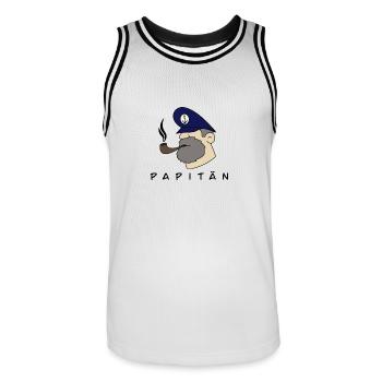 Papitän – Captain Dad T-Shirt - Männer Basketball-Trikot - Weiß/Schwarz - Vorne - AI Model Male 185 dark (185cm)