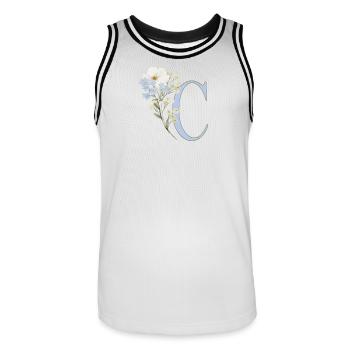 Buchstabe C mit floralem Motiv - Männer Basketball-Trikot - Weiß/Schwarz - Vorne - AI Model Male 185 dark (185cm)