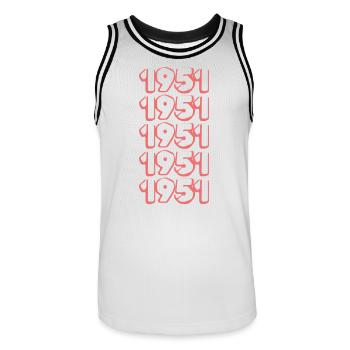 Né en 1951 - Maillot de basket Homme - blanc/noir - Devant - AI Model Male 185 dark (185cm)