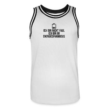 Energiesparmodus An Shirt | Lustiges Geschenk - Männer Basketball-Trikot - Weiß/Schwarz - Vorne - AI Model Male 185 dark (185cm)