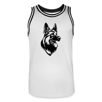 Schäferhund Hund Hundekopf - Männer Basketball-Trikot - Weiß/Schwarz - Vorne - AI Model Male 185 dark (185cm)