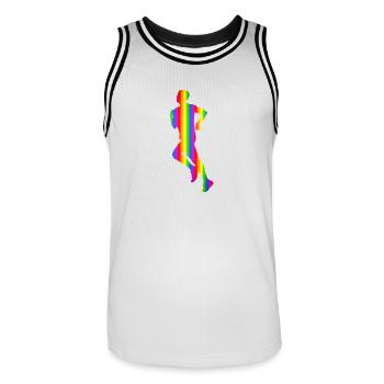 Bunter Läufer Regenbogen - Männer Basketball-Trikot - Weiß/Schwarz - Vorne - AI Model Male 185 dark (185cm)