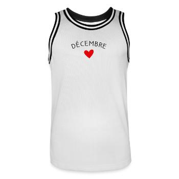 Future maman Décembre – Bébé en route ❤️ - Maillot de basket Homme - blanc/noir - Devant - AI Model Male 185 dark (185cm)