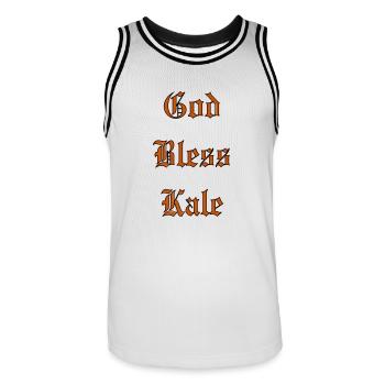 GodBlessKale - Männer Basketball-Trikot - Weiß/Schwarz - Vorne - AI Model Male 185 dark (185cm)