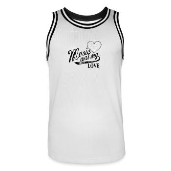 music was my first love - Maillot de basket Homme - blanc/noir - Devant - AI Model Male 185 dark (185cm)