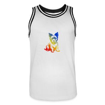 Yorkshire Terrier Hund Bunt - Männer Basketball-Trikot - Weiß/Schwarz - Vorne - AI Model Male 185 dark (185cm)